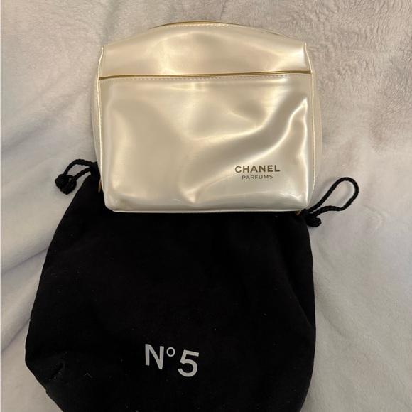 CHANEL Handbags - CHANEL Parfums Shimmering White Cosmetic Bag